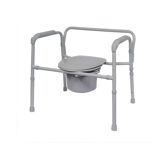 Rhythm Healthcare Bariatric Folding Powder Coated Steel Elongated Commode