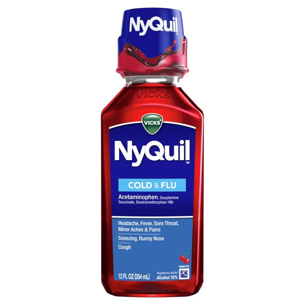 P&G Vicks Nyquil Liquid, Flu/Cold, Cherry, 12 oz