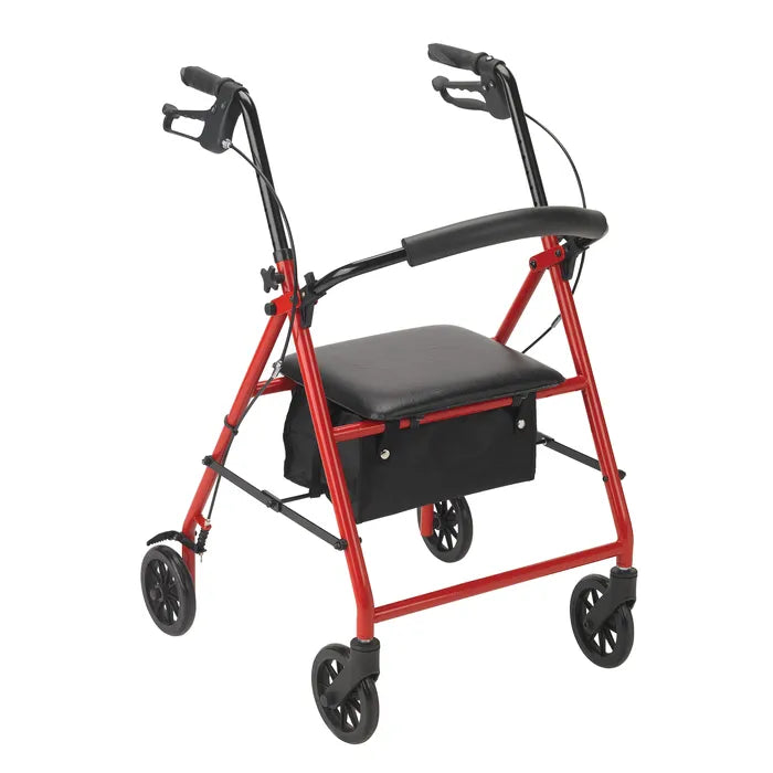 Dynarex DynaGo Advantage Rollator, 300 lb limit, Red or Blue