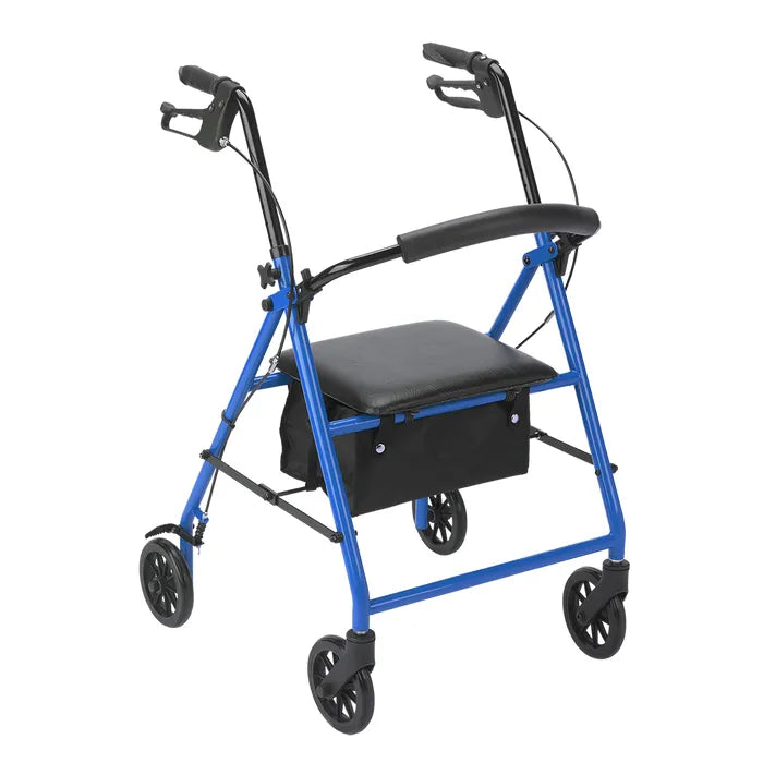 Dynarex DynaGo Advantage Rollator, 300 lb limit, Red or Blue