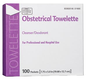 PDI HYGEA OBSTETRICAL TOWELETTE Obstetrical Towelette, 7.75" x 5", 1/pk, 100 pk/bx, 10 bx/cs