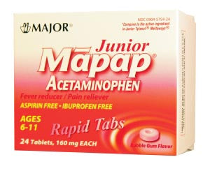 MAJOR Mapap Jr, 160mg, Meltaway, 24s, Compare to Tylenol Jr., NDC# 00904-5754-24