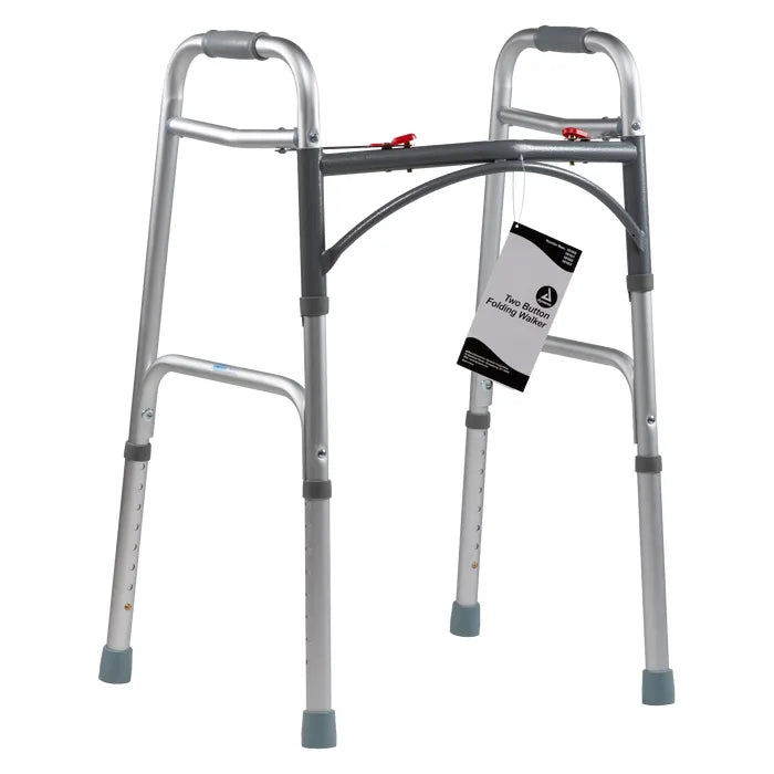 Dynarex Two Button Folding Walker, 300 lb limit, Junior or Adult