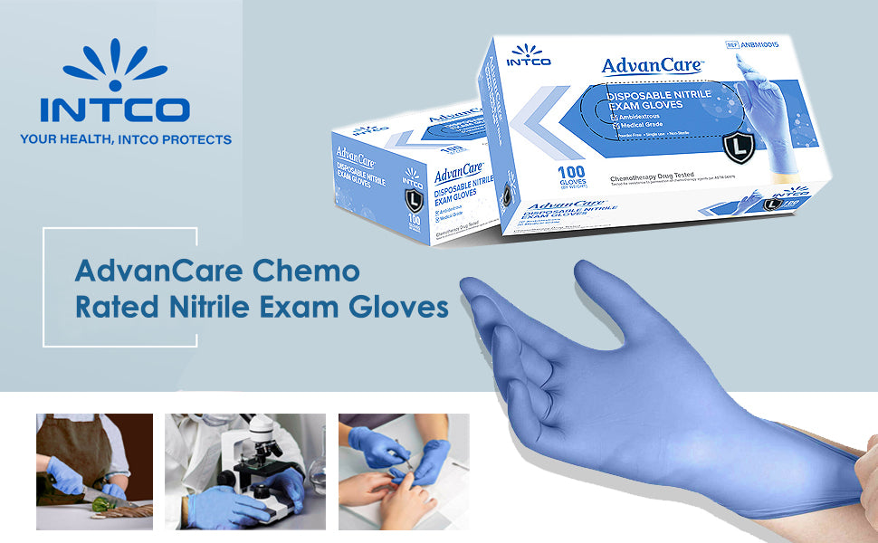 AdvanCare Nitrile Exam Gloves, Large, Blue, Case of 1000