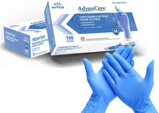 AdvanCare Nitrile Exam Gloves, Medium, Blue, Case of 1000