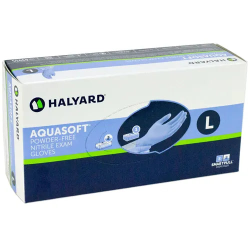 HALYARD AQUASOFT Nitrile Gloves, Medium, Blue, 3000/Case