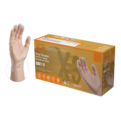 X3 Clear Vinyl PF Ind Gloves