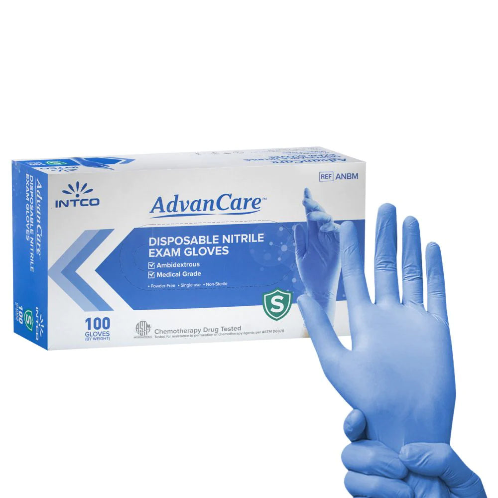 AdvanCare Nitrile Exam Gloves, Small, Blue, Case of 1000