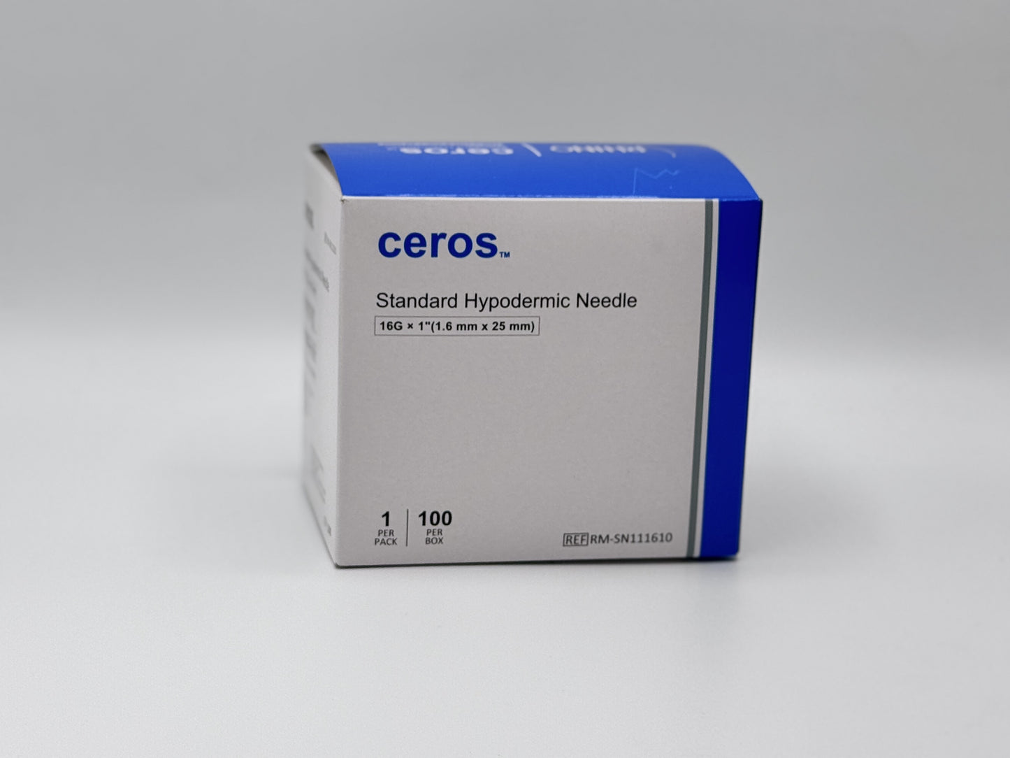 Ceros 16 Gauge 1 inch length Standard Hypodermic Needle, 16G x 1"