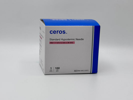 Ceros 18 Gauge 1.5 inch length Standard Hypodermic Needle, 18G x 1.5"