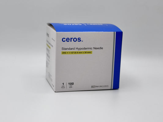 Ceros 20 Gauge 1.5 inch length Standard Hypodermic Needle, 20G x 1.5"