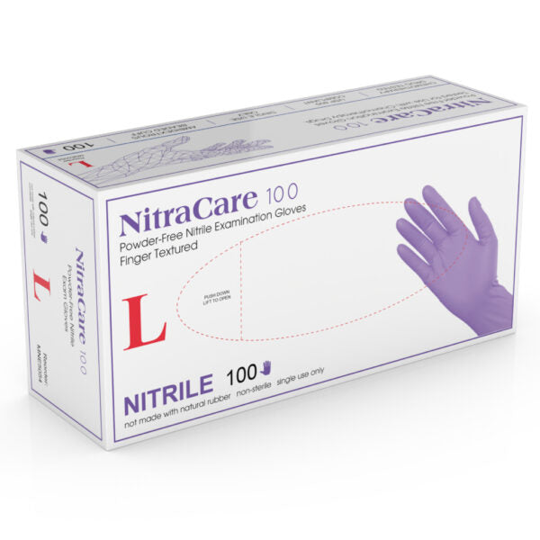 MEDGLUV NITRACARE 100 Nitrile Exam Gloves, Small, Box of 100