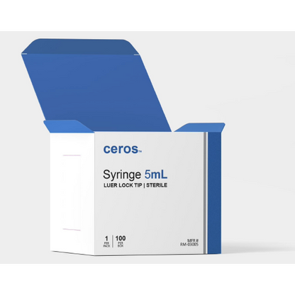 Ceros 60 mL Syringes, Luer Lock, Sterile, RX Only comparable to BD 309653