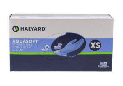 AQUASOFT Blue Nitrile Gloves, X-Small, Box of 300