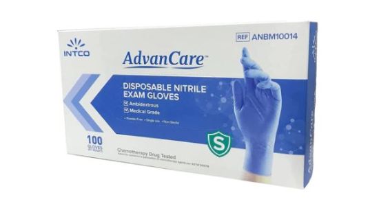 AdvanCare Nitrile Exam Gloves, Small, Blue, Box of 200