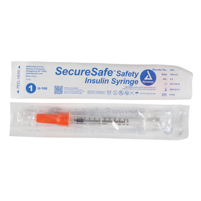 Dynarex SecureSafe Safety Insulin Syringe - 0.5 ml (New Mechanism)