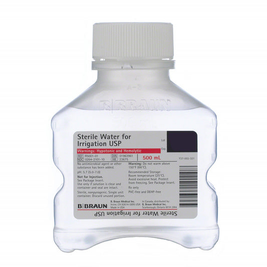 B BRAUN R5001-01 Sterile Water For Irrigation USP, 500mL Plastic Container (Rx)