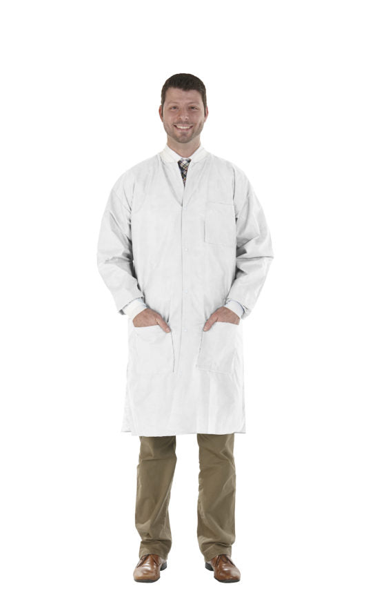 MEDICOM SAFEWEAR High Performance Lab Coat, White Frost, 12/bag