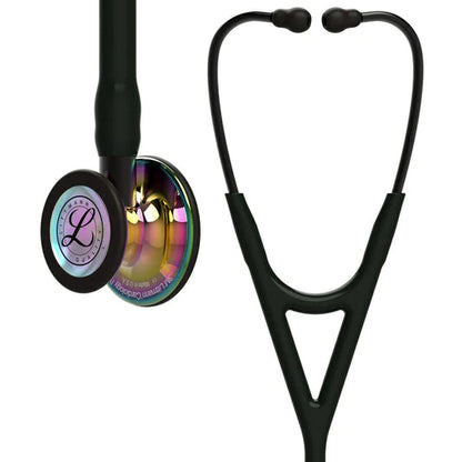 3M LITTMANN CARDIOLOGY IV Stethoscope High Polish Rainbow-Finish Chestpiece, Black Tube, Smoke Stem and Smoke Headset, 27"