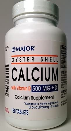 MAJOR Oyster Shell Tablets, Vitamin D, 500mg, 150s, Compare to Os-Cal, NDC# 00904-5460-92
