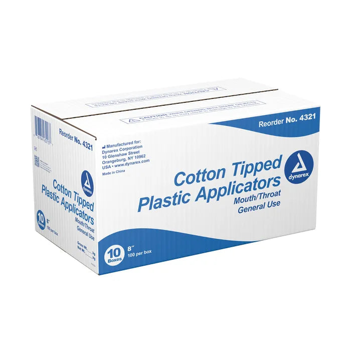 Dynarex Cotton Tipped Plastic Applicator-Large Tip, 8"