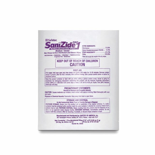 SAFETEC SaniZide Pro 1® Surface Disinfectant Wipes, 50/bx, 6 bx/cs