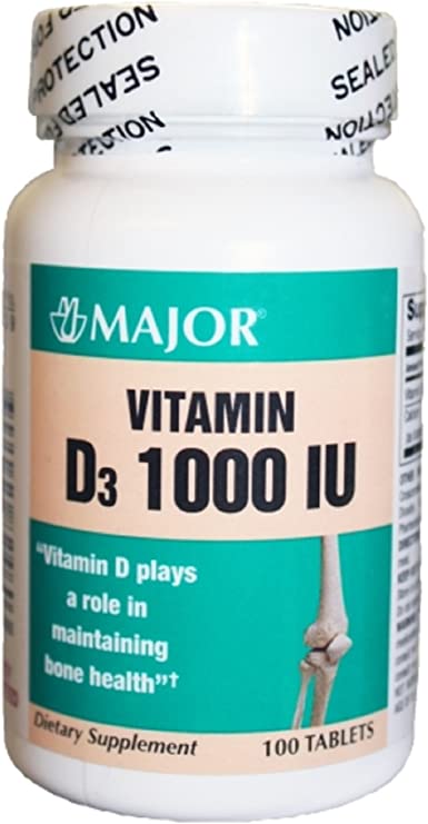 MAJOR Vitamin D3, 325mcg, 1000 IU Tabs, 100s, NDC# 80681-0169-00, 24/cs
