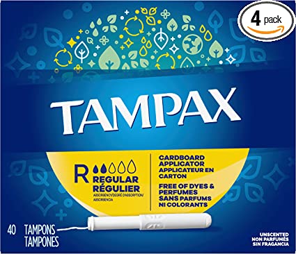 Tampax Regular Tampons, 40/bx, 12 bx/cs (72 cs/plt)