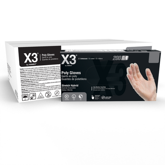 AMMEX X3 Industrial Poly Gloves Case of 2000