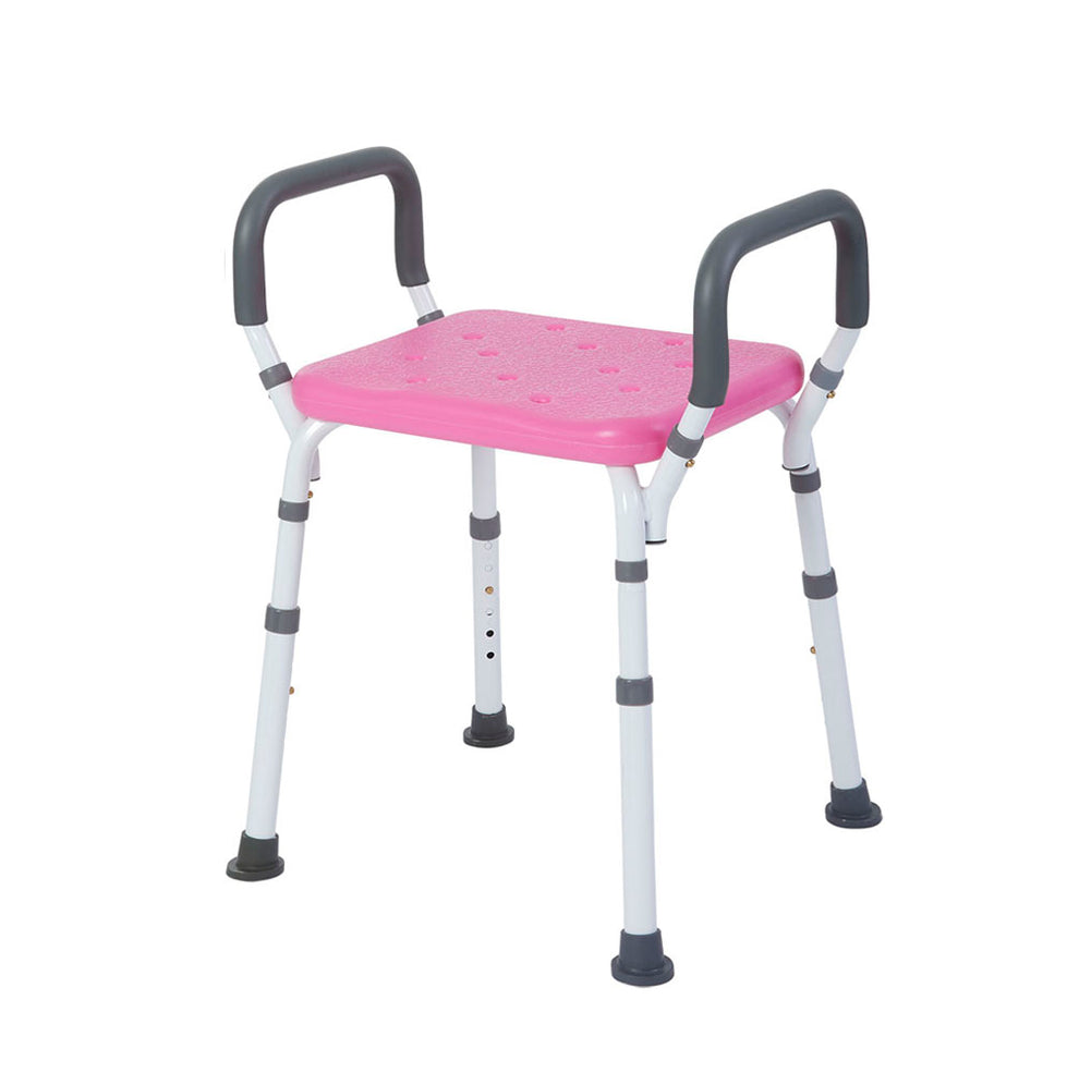 HOMCOM Adjustable Shower Stool With Foot Pads For Elderly Disabled Purple