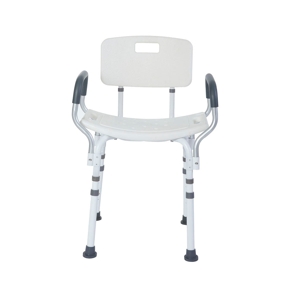 Rhythm Healthcare Premium Shower Chair with Back and Padded Arms, Various Colors
