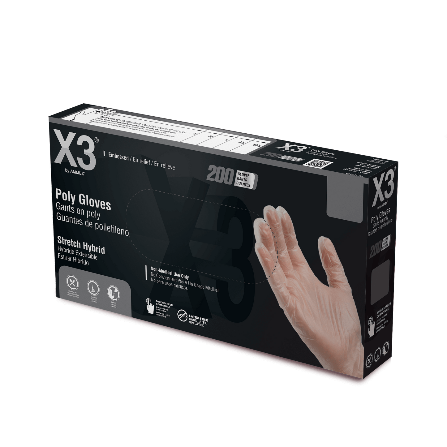 AMMEX X3 Industrial Poly Gloves Case of 2000
