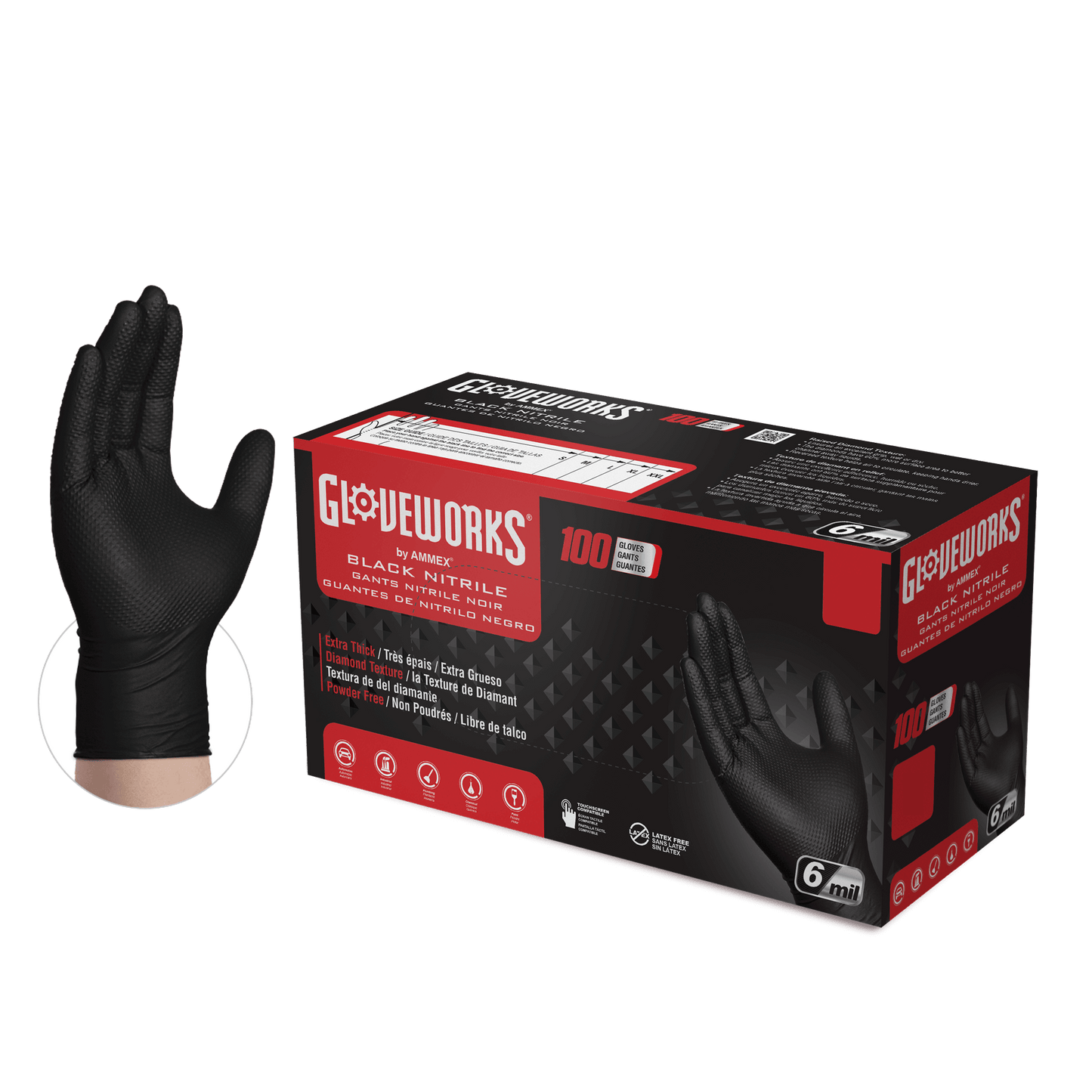 GLOVEWORKS® HD BLACK NITRILE INDUSTRIAL GLOVES CASE