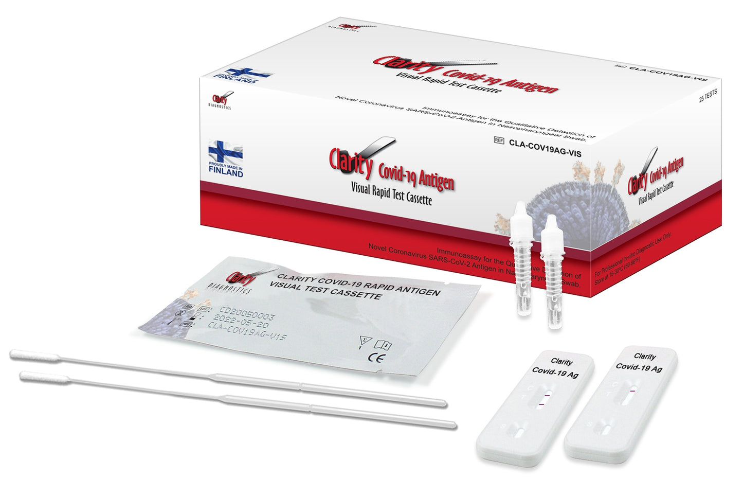 CLARITY DIAGNOSTICS COVID-19 ANTIGEN RAPID TEST Kits, 25 Test/Kit