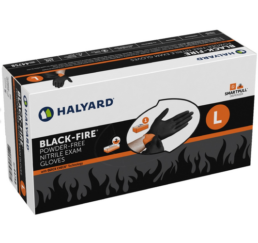 HALYARD BLACK-FIRE NITRILE EXAM GLOVES 150/BOX