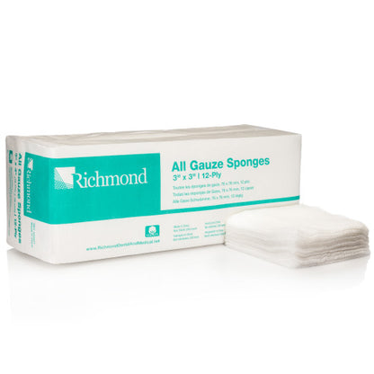 Richmond Dental All Gauze Sponges, Bulk Packaging, Various Sizes, Various Quantities