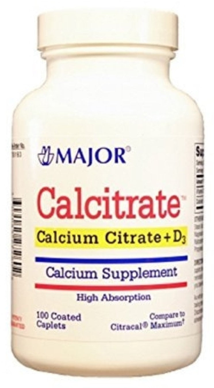 MAJOR Calcitrate, Vitamin D, Tablets, 100s, Compare to Citracal + D, NDC# 80681-0115-00