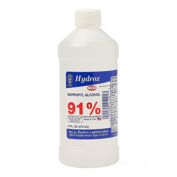 HYDROX LABORATORIES Isopropyl Alcohol 91%, Round Bottle, 16 oz