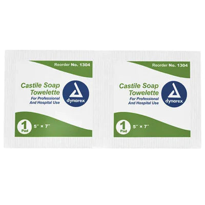 Dynarex Castile Soap Towelettes, 5" x 7", 1000/Case