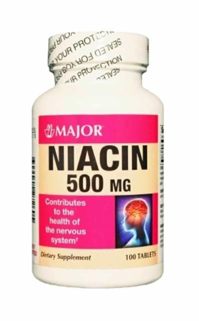 MAJOR Niacin, 500mg, Tablets, 100s, NDC# 00904-2272-60, 24/cs