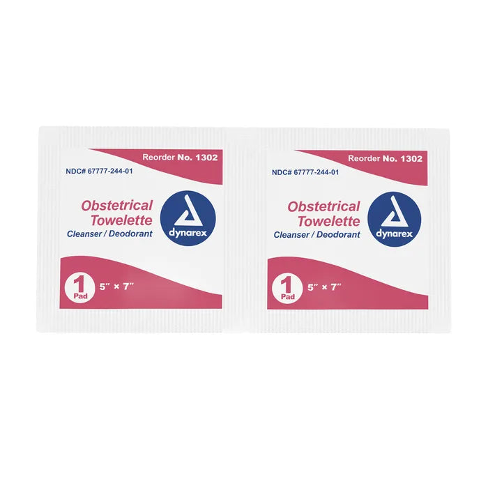 Dynarex Obstetrical Towelettes, 5"X7", Case of 1000
