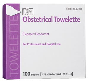 PDI HYGEA¨ OBSTETRICAL TOWELETTE Obstetrical Towelette, 7.75" x 5", 1/pk, 100 pk/bx, 10 bx/cs