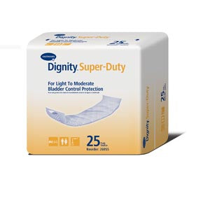 DIGNITY DISPOSABLE PADS SUPER-DUTY PAD, FOR LIGHT TO MODERATE PROTECTION, 4" X 12", WHITE, 25/BG, 8 BG/CS
