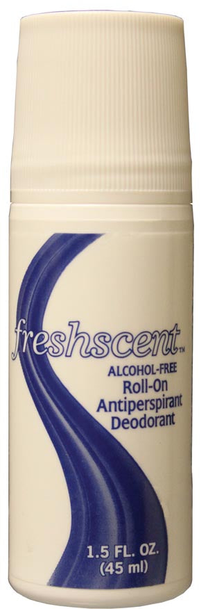 NEW WORLD IMPORTS FRESHSCENTª DEODORANTS Anti-Perspirant Roll-On Deodorant, 1.5 oz White Bottle, Alcohol Free, 96/cs