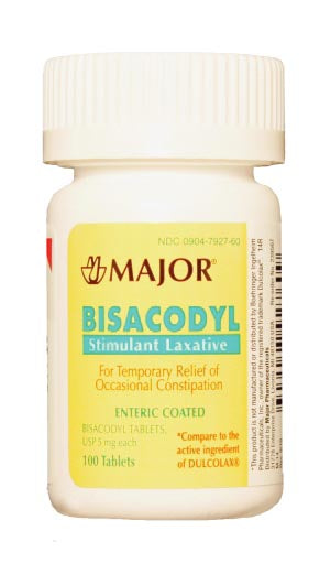 MAJOR Bisacodyl, 5mg, Tablets, Enteric Coated, Compare to Dulcolax, NDC# 00904-6748-60