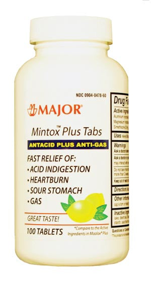 Currently Backordered- MAJOR Mintox Plus, 100s, Compare to Maalox Plus, NDC# 00904-6700-60