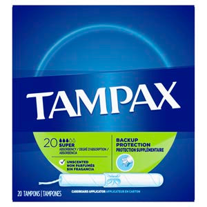 Tampax Super Absorbency Tampons, Unscented, 20/bx, 24 bx/cs