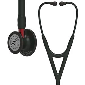 3M LITTMANN CARDIOLOGY IV Stethoscope Black Finish Chestpiece, Black Tube, Red Stem and Black Headset, 27"