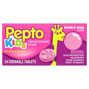 P&G  Pepto Kids Chewable Tablet, Bubblegum, Heartburn, Acid Indigestion, Upset Stomach, 24/pk, 24pk/cs