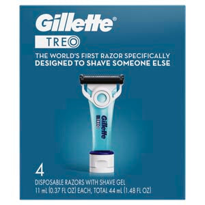 P&G DISTRIBUTING GILLETTE TREO Gillette Treo Disposable Razors, w/ Shave Gel, 11mL, 4/pk, 4pk/cs